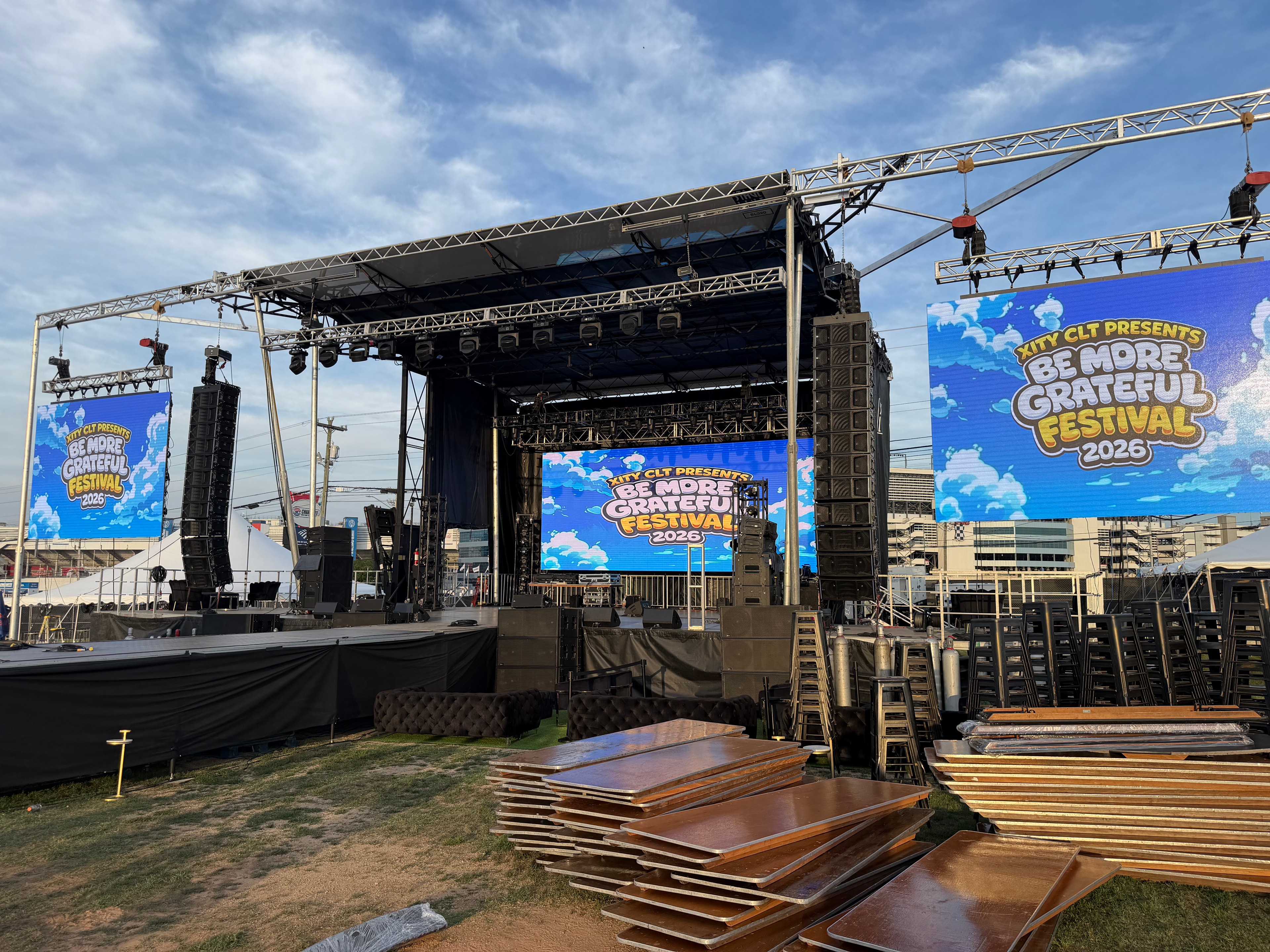 Outdoor concert stage festival setup